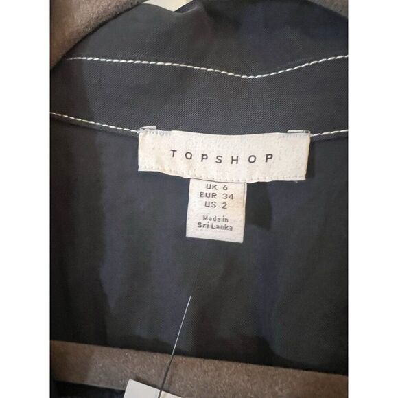 ASOS Topshop Sz 2 Dress Blue Long Sleeve Front Zip Utility Contrast Stitch NWT - Picture 10 of 12